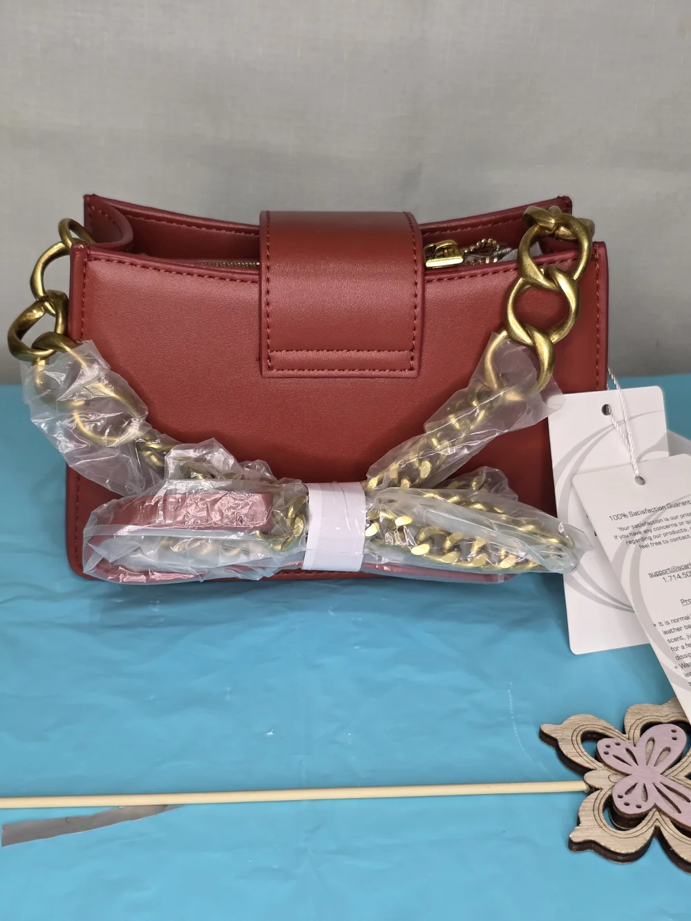 Scarleton Quilted Brick Red Crossbody Bag with Gold Hardware